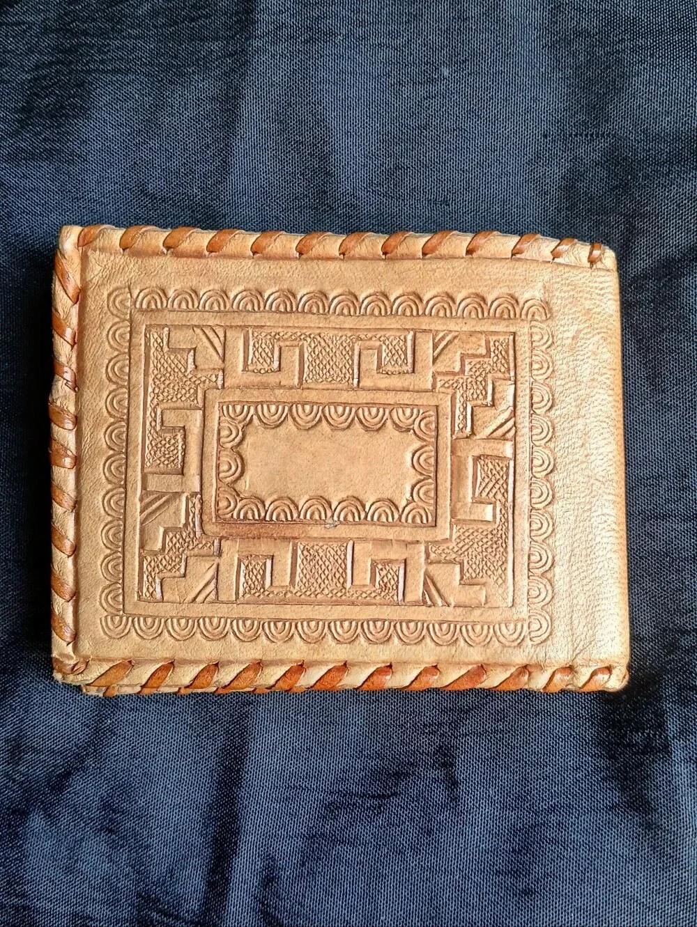 Hand-Tooled Floral Leather Wallet - Tan